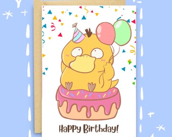 PRINTABLE Mochi Psyduck Birthday Card Instant Download Printable Card Greetings Card Cute Birthday Card for Him for Her