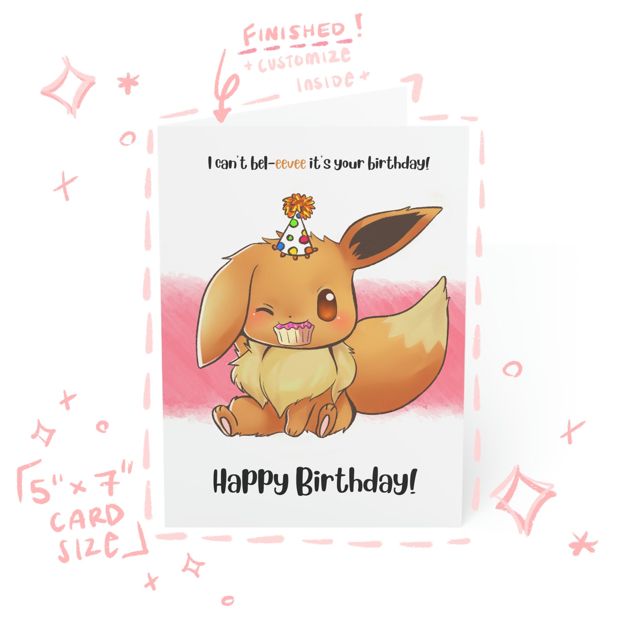 PRINTABLE Eevee Birthday Card Instant Download Printable Card Greetings
