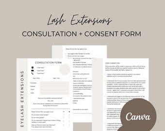 Eyelash Extensions, Consultation Form, Digital Download, Beauty forms, Client Consent Form, Editable template, Lash Tech, Lash Consent Form