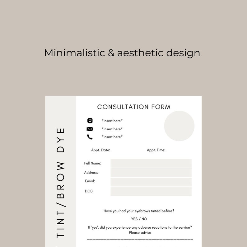 Brow Tint, Brow Dye, Consultation Form, Digital Download, Beauty forms, Client Consent Form, Editable template, Brow Artist, Canva zdjęcie 4