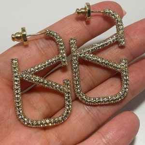 LV Louise Hoop Earrings w/ Stones 4cm - Shop Cece Xclusives