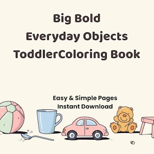 Grote, opvallende alledaagse voorwerpen – Eenvoudige peuterpagina's – Afdrukbare activiteitenset voor kinderen