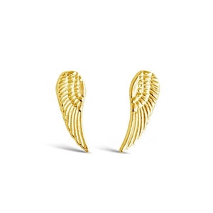 Angel Wing Stud Earrings plated with 14KT gold on top of sterling sliver. Great gift