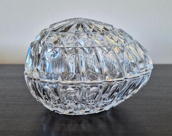 Vintage Egg-shaped Crystal Trinket Dish and Lid