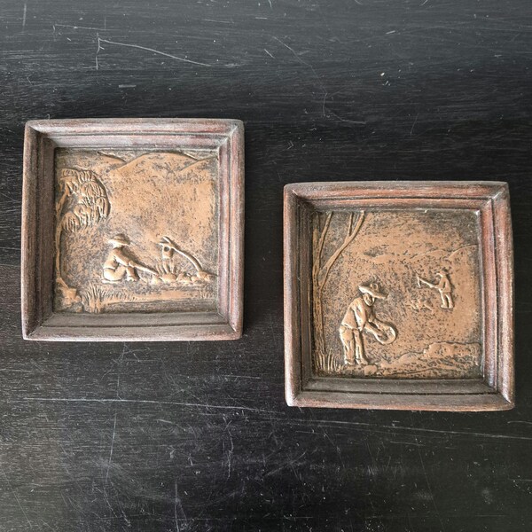 Australian Handmade Wall Plaque Set ~ The Diggers & The Swaggie