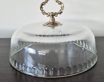 Vintage Glass Cake Dome with Exquisite Acanthus Leaf Design Handle