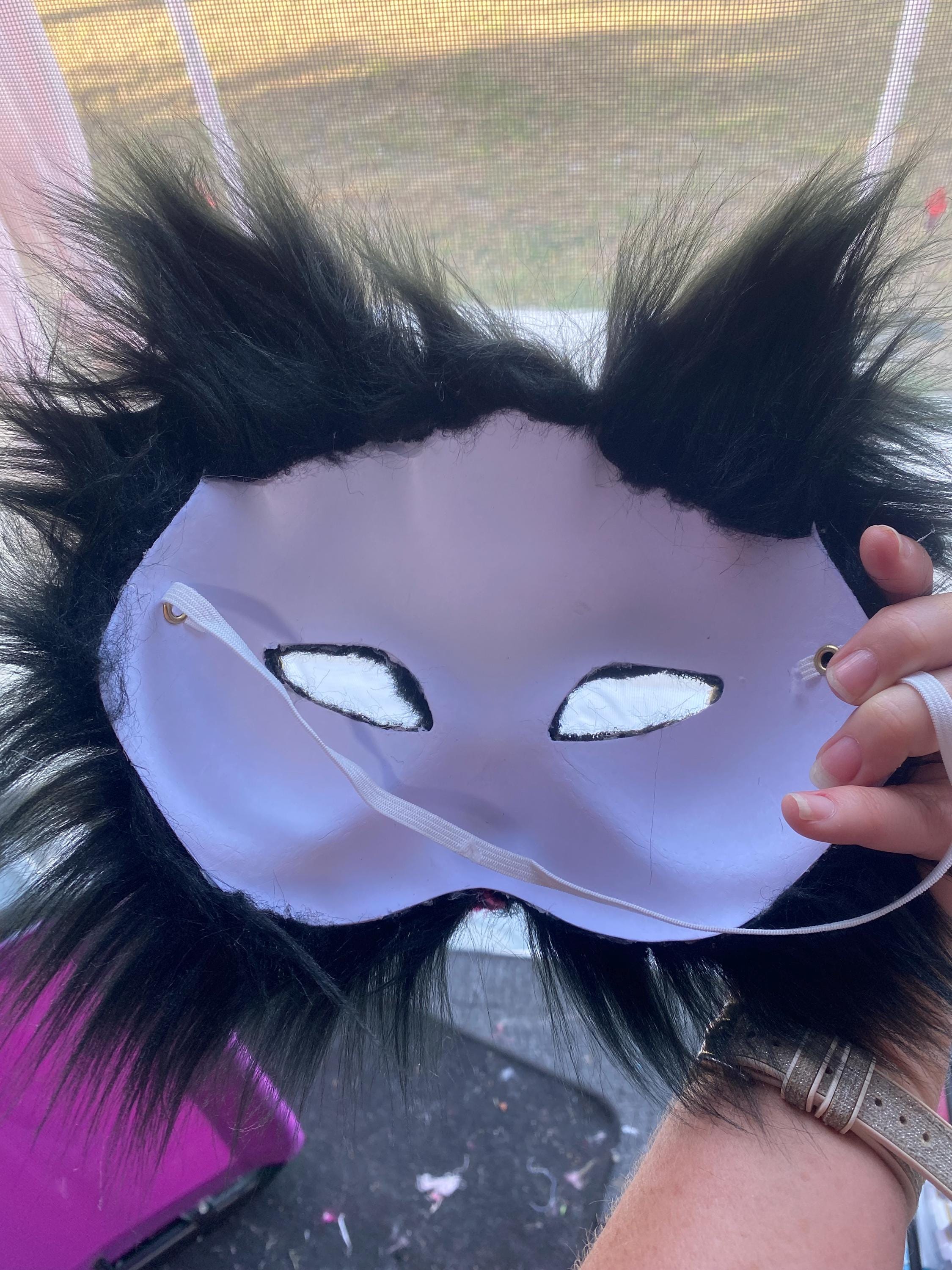 Faux Fur Mask Soft Mardi Gras Cosplay Masquerade Rainbow Black Cat Face ...