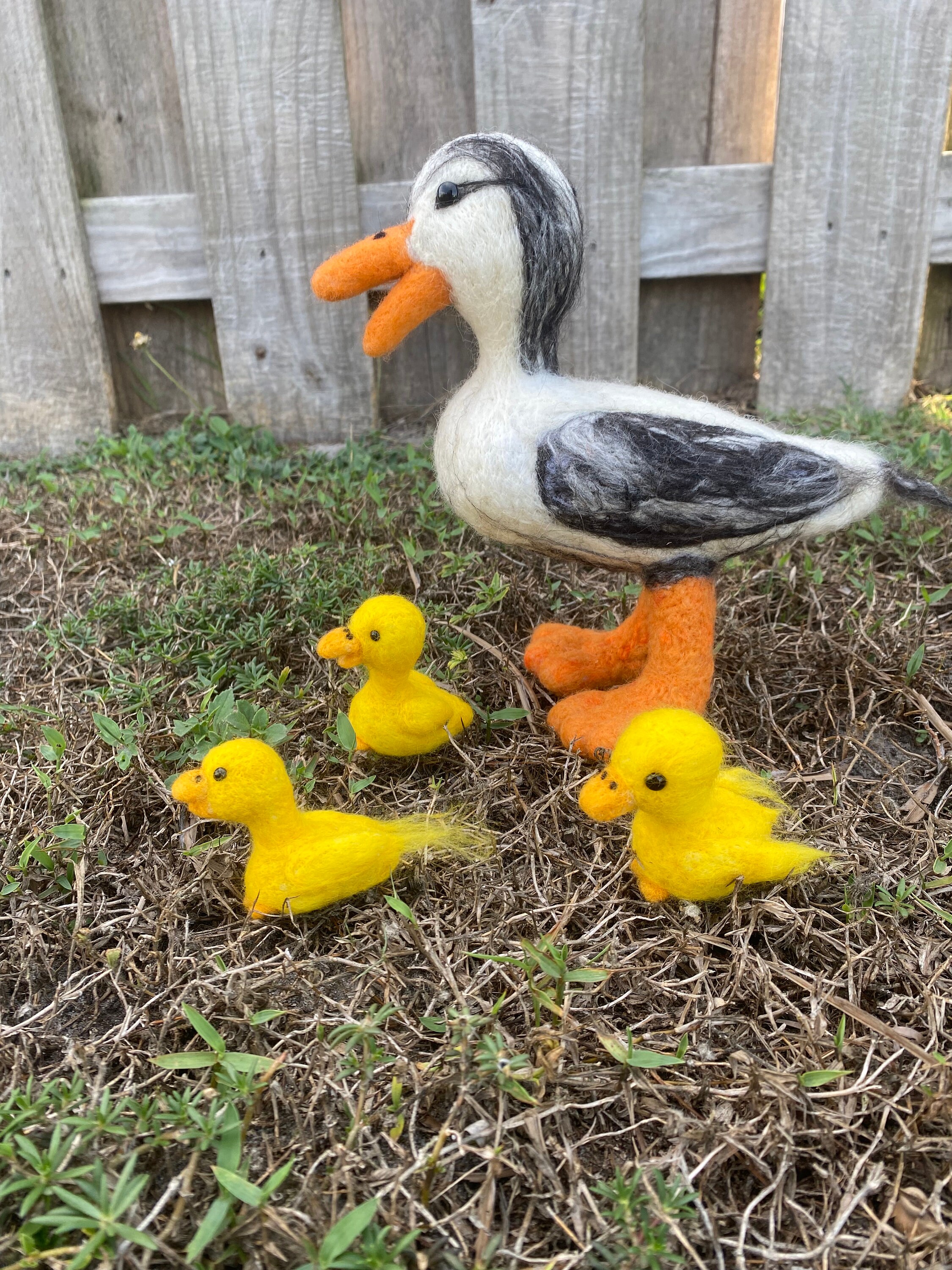 Needle Felted Duck Ducklings Felt Ducks, Wool Fiber Handmade Display