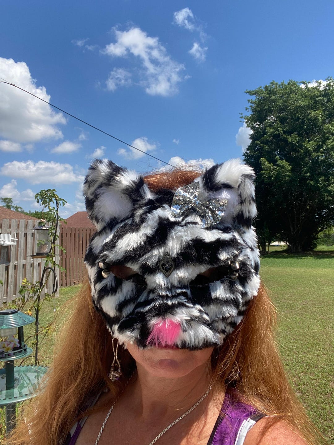 Faux Fur Mask Soft Mardi Gras Cosplay Masquerade Black Cat Face Mask ...