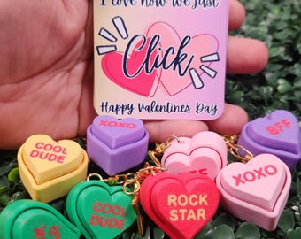 Heart Clicker Keychain Fidgets | Ready to Ship | School Valentines | Candy Free Valentines | Fast Shipping