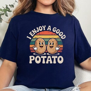 Funny Potato T-Shirt – I Enjoy a Good Potato Tee – Cute Kawaii Food Pun Shirt – Retro Vintage Graphic – Gift for Food Lovers