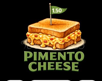 Pimento Cheese PNG / Divertente panino PNG con formaggio fuso - Design snack / Clipart per amanti del cibo in stile vintage per cucina - Download per sublimazione