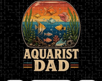 Papà acquariofilo PNG: Appassionato di acquari con pesci tropicali png Clipart per hobby di acquariofilia marina (Download digitale)
