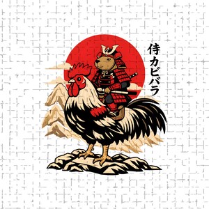 Samurai Capybara PNG: Vintage Japanese Warrior Animal Art png Rooster Anime Design (Digital Download)