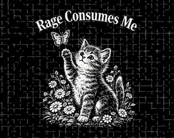 Rage Consumes Me PNG, Funny Cat Meme Aesthetic PNG, Cute Sarcastic Humor Retro Vintage (Digital Download)