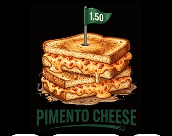 Pimento Cheese Golf PNG / Divertente panino PNG Golfista Amante del cibo Design / Snack umoristico al formaggio fuso Clipart Sublimazione