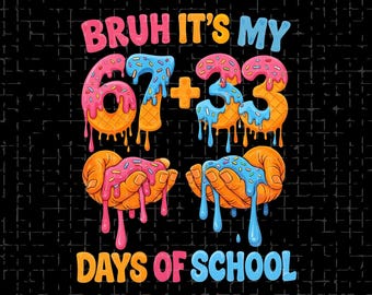 Bruh Es ist meine 67 33 Schultage 100 Tage Lustig 6 7 Meme PNG | 67 + 33 Tage PNG | Lehrer-Schüler-Shirt | Sofortdownload | Sublimation