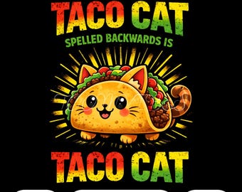 Taco Cat PNG / Divertente Taco Cat PNG Carino Kawaii Gatto Taco Design Maglietta Taco / Clipart Meme Gatto Amante del Cibo Download Sublimazione