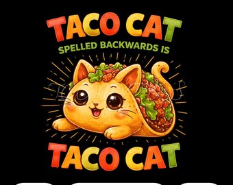 Taco Cat PNG / Divertente Taco Cat PNG Design di gattino carino con taco / Meme di gatto amante del cibo Cartone animato Clipart Sublimazione Download