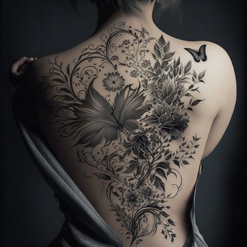 Custom Back Tattoo Design for Women - Personalized and Unique
