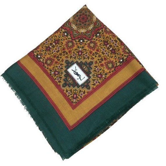 イヴ・サンローランのシルク＆ウールの大判スカーフ - Etsy 日本