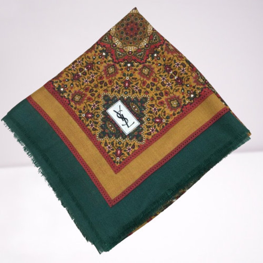 イヴ・サンローランのシルク＆ウールの大判スカーフ - Etsy 日本