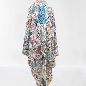 Authentic BIMBA Y LOLA Tropical Birds Modal Scarf Shawl 120x120 cm Excellent Condition | Large Luxury Designer Wrap Frayed Edges