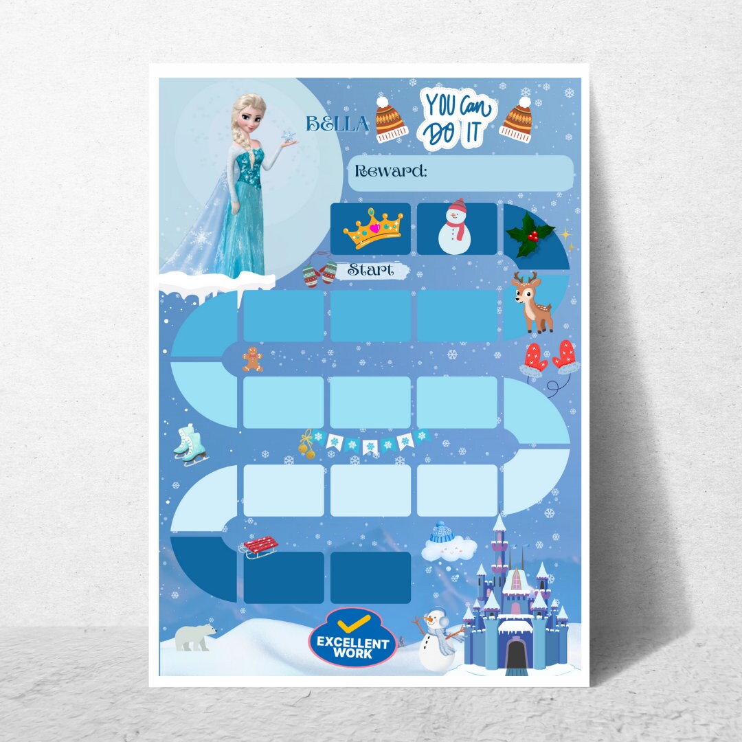 Elsa Reward Chart Kids Behavior Tracker Editable and - Etsy Canada