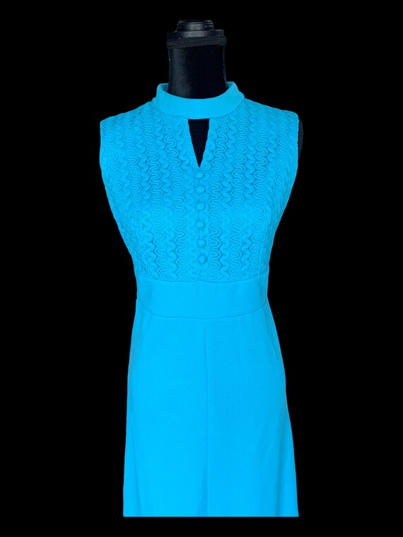 True Vintage 1970's Turquoise Sleeveless Maxi Pol… - image 5