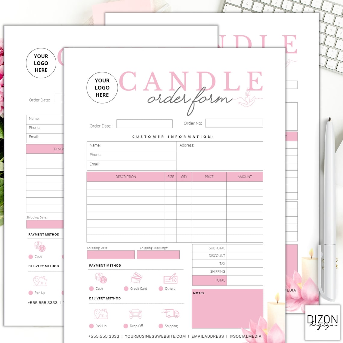 Editable Candle Order Form Template Printable Customizable Small Editable Candle Order Form Template Printable Customizable Small