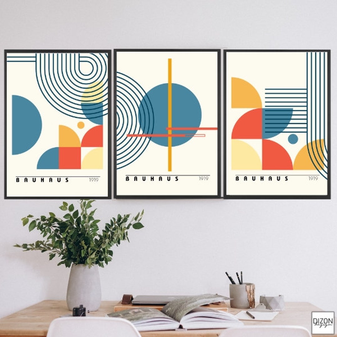 Bauhaus Wall Art Prints Wall Art Set of 3 Bauhaus Print - Etsy