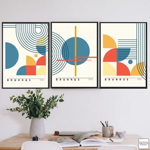 Bauhaus Wall Art Prints Wall Art Set of 3 Bauhaus Print Bauhaus Wall Art Mid Century Modern Wall Art Boho Wall Art for Bedroom Decor