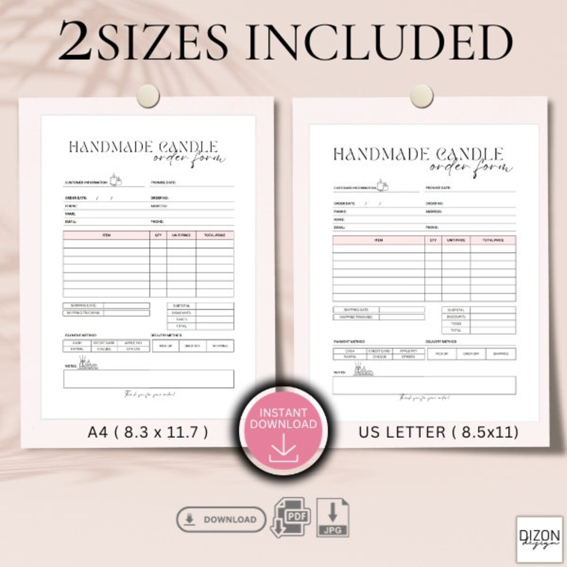 Handmade Candle Order Form | Printable Small Business Template (instant ...