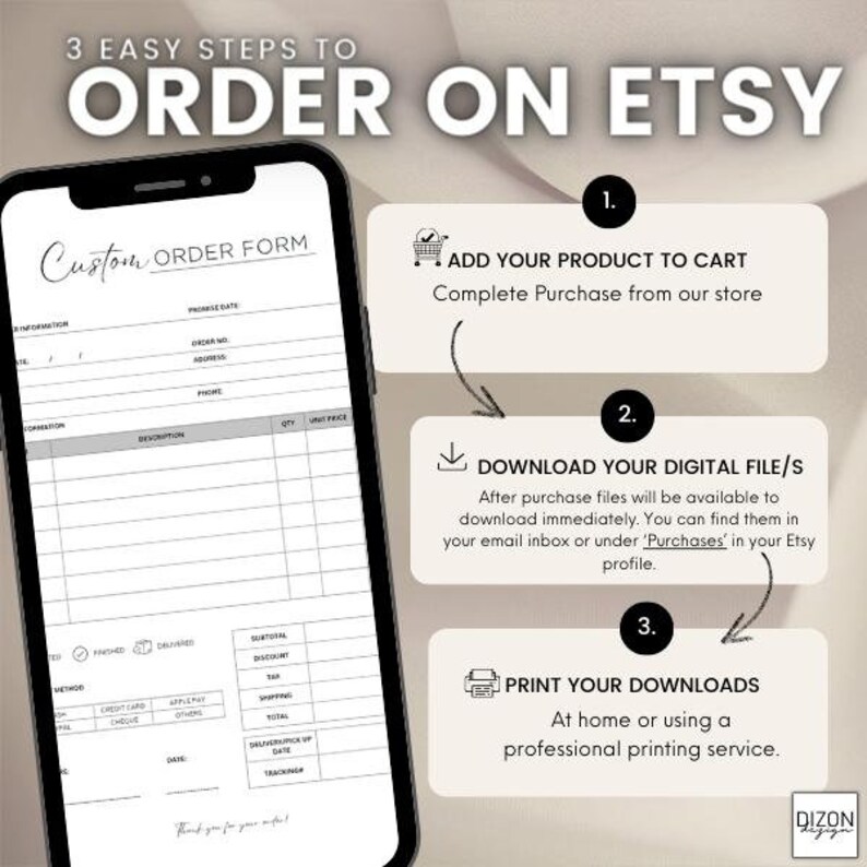 Printable Custom Order Form Template, Small Business (PDF) - Etsy
