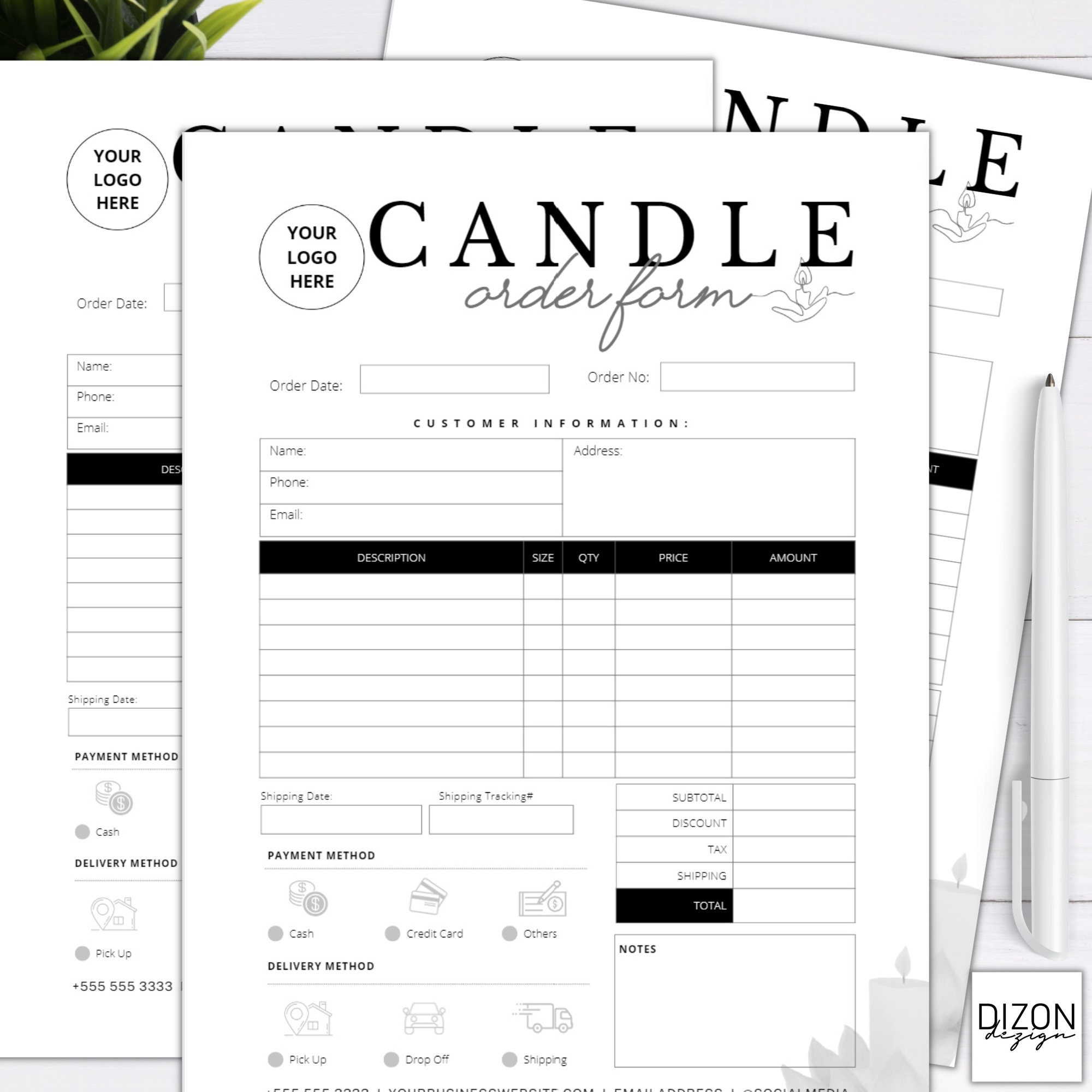 Editable Candle Order Form Template Printable Customizable Small Editable Candle Order Form Template Printable Customizable Small