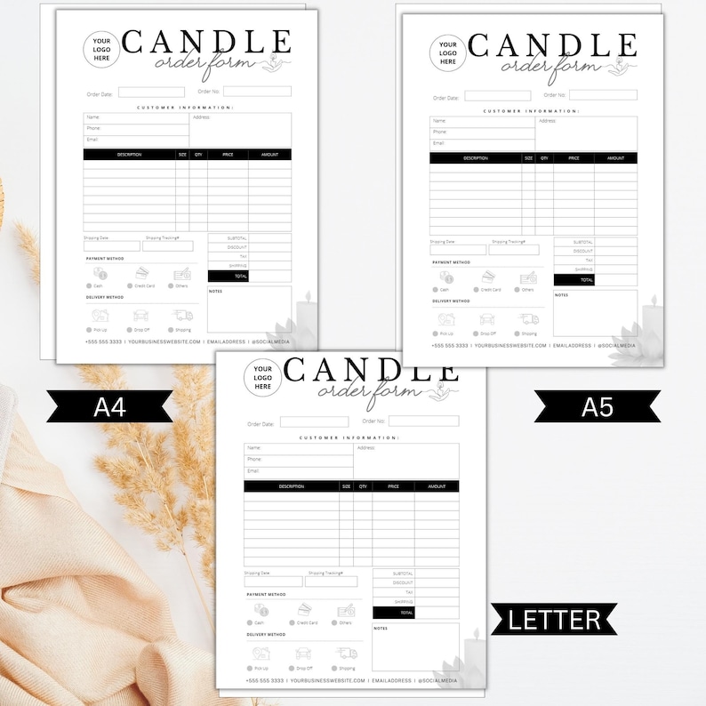 Editable Candle Order Form Template Printable Customizable Etsy