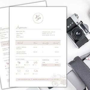Editable Photography Invoice Template | Printable  | Customizable Small Business Order Form Printable Small Business Canva Template