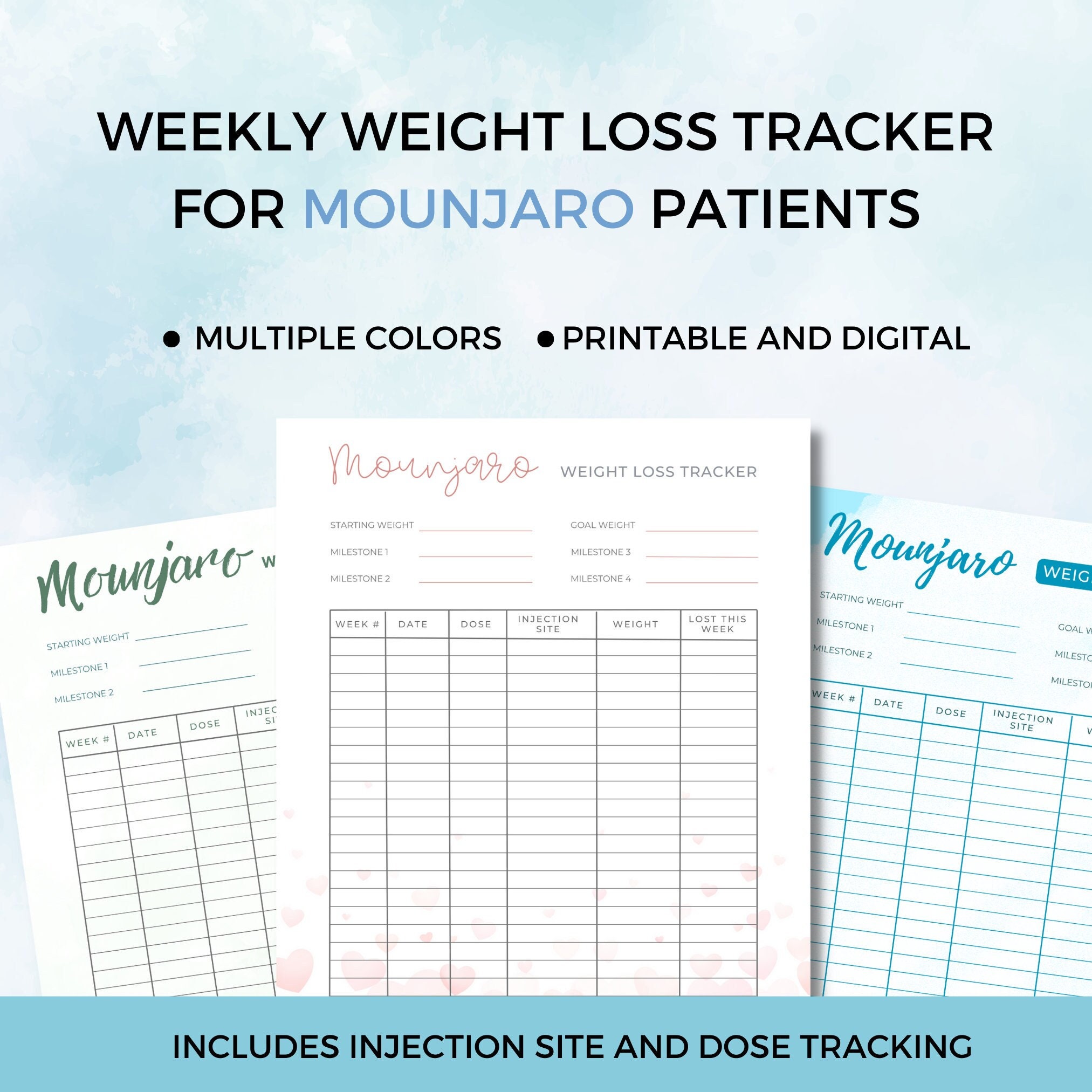 Mounjaro Weekly Weight Tracker, Weight Loss Journal, Weight Loss