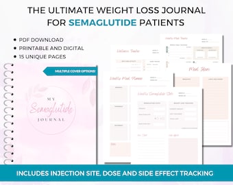 Semaglutide Weight Loss Tracker PDF, Weightloss Journal, Fitness Planner Printable, Weight Loss Chart, Goal Tracker, Meal Planning