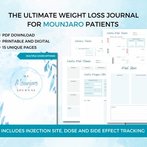 Mounjaro Weight Loss Tracker PDF, Weightloss Journal, Fitness Planner Printable, Weight Loss Chart, Goal Tracker, Maaltijdplanning