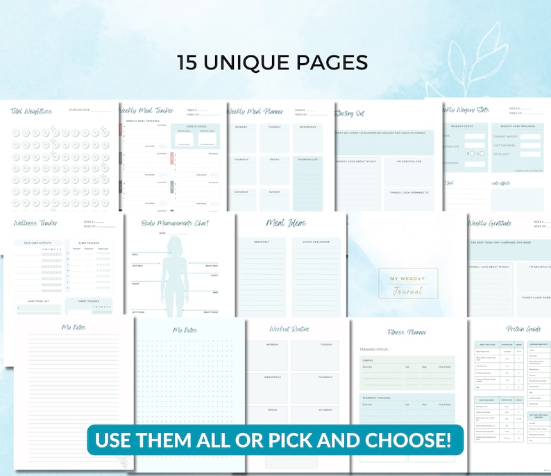 Wegovy Weight Loss Tracker PDF, Weightloss Journal, Fitness Planner