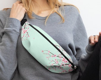 Cherry Blossom belt bag, Kawaii Sakura waist bag for mom, Cherry Blossom Lover gift,  Floral fanny pack, Flower crossbody sling, cute bumbag