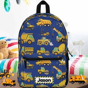 Sac à dos de construction, cartable personnalisé de camion à benne basculante de 17 pouces, pour garçons, cadeau d'amant de gros camions, pour fils, sac à dos imperméable personnalisé