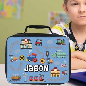Personalized Train Lunchbox: Locomotive Lunch Bag, Custom Name Railroad Gift