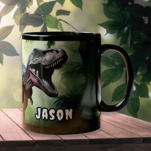 Personalized T-Rex Mug: Dinosaur Coffee Cup, Paleontology Color Change Teacup