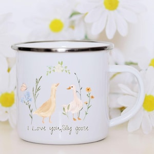 Silly Goose Mug: Bird Lover Gift, Watercolor Geese Design