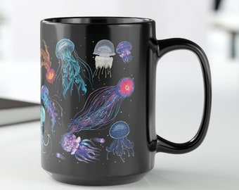Jellyfish Mug, Jellyfish gift for him or her, Neon Sea Jellies coffee cup, Magic Color Changing Mug, Jellyfish lovers Gift