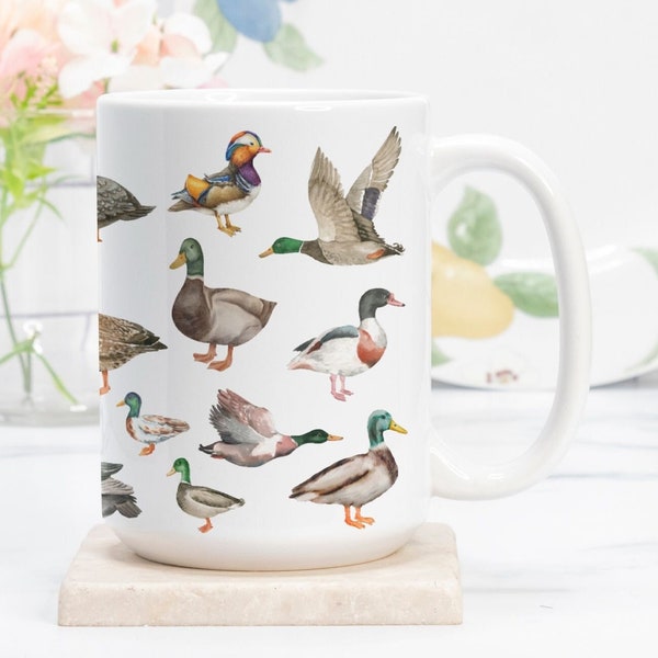 Duck Mug, Duck Lovers Gift for mom, Birder Mug, Gifts under 20 dollars, Cute Duck Mug, Bird Nerd Coffee Cup with Mallard Duck