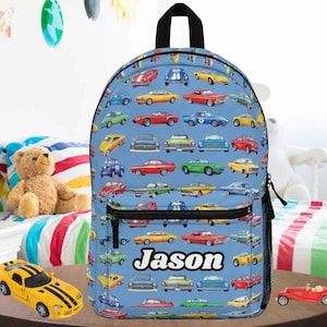 Sac à dos personnalisé pour garçon, cartable voiture classique, sac à dos imperméable personnalisé pour enfant, cadeau pour tout-petit