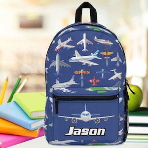 Airplane Backpack: Personalized Plane Bookbag, Aviation Gift for Kids